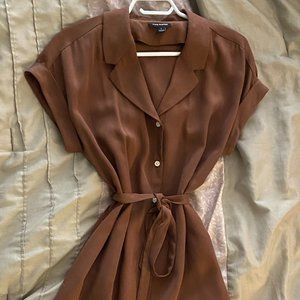 Frank And Oak Collar Dress in Brown